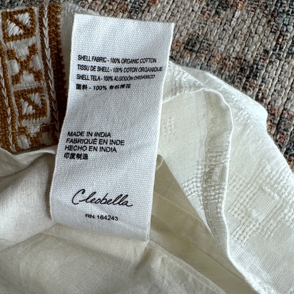 Cleobella Lacey Mini Dress w Tie Straps Side pockets Ivory & Brown Embroidered-S - Picture 11 of 15